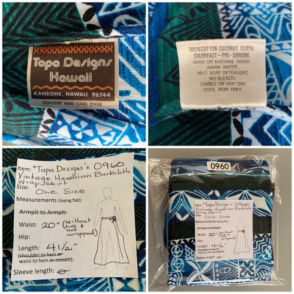 🌺”Tapa Designs” Vintage Barkcloth Hawaiian Wrap Skirt One Size 🌺 - Picture 11 of 12